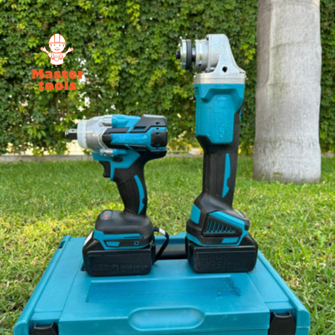 Kit Pulidora Inalámbrica 4 1/2 + Llave de Impacto de 1/2 Azul