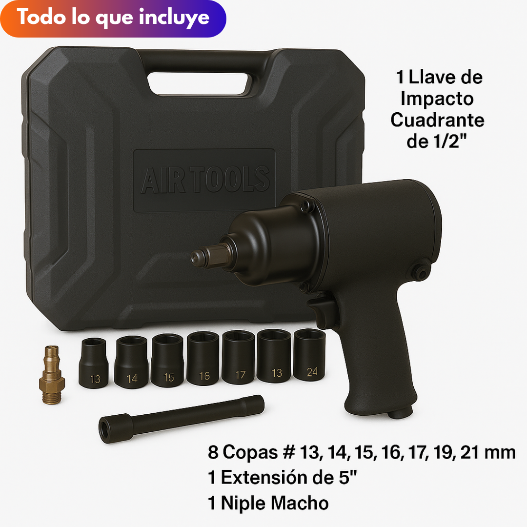 🔧 Llave de Impacto Neumática 1/2” – Potencia y precisión en cada apriete