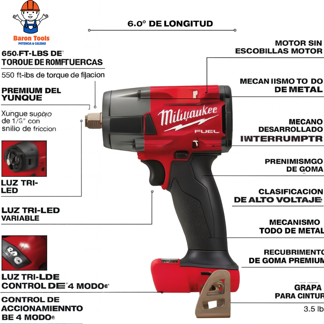 Llave de impacto Milwaukee 800nm de 1/2