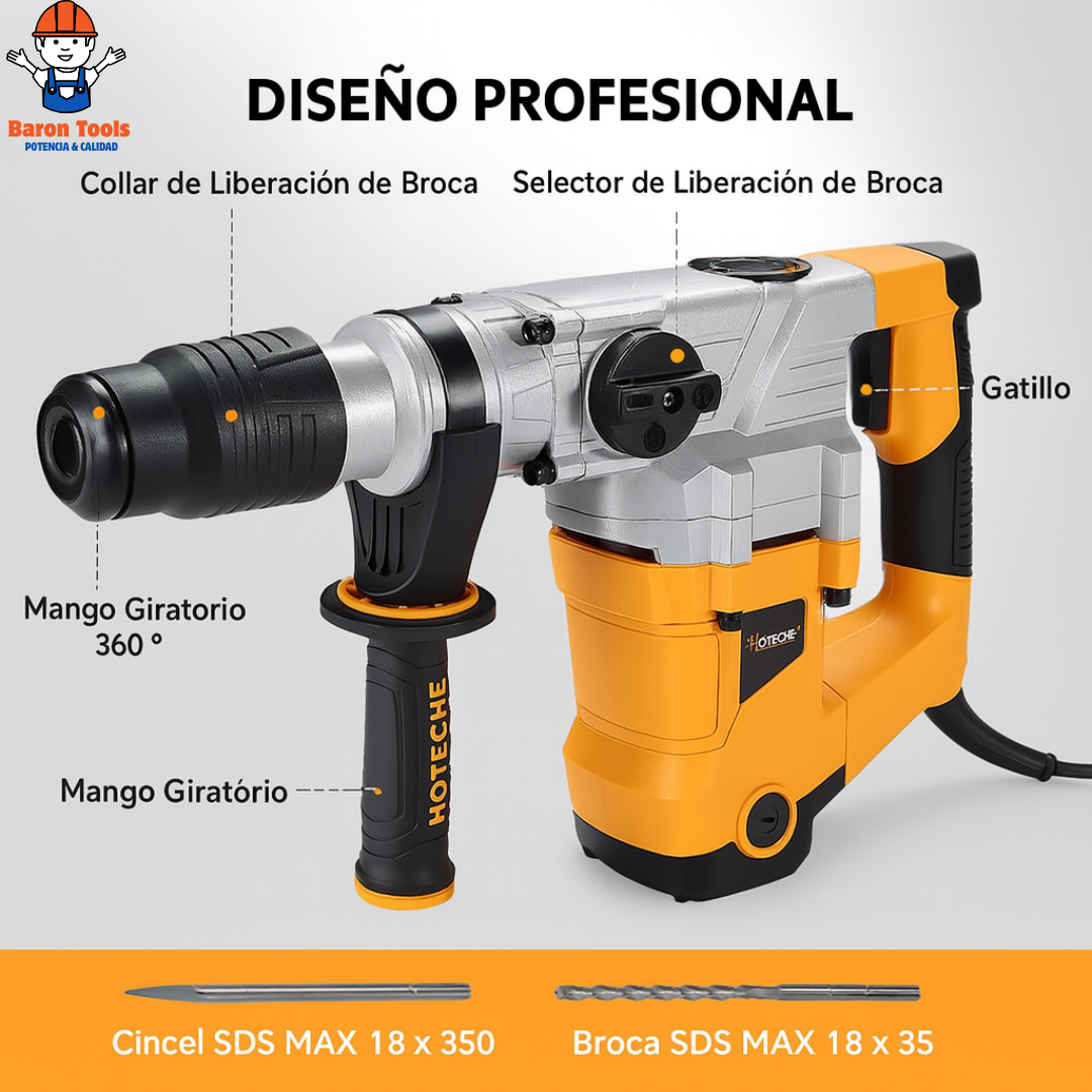 Rotomartillo Demoledor 1500 w Tecnologia SDS Plus