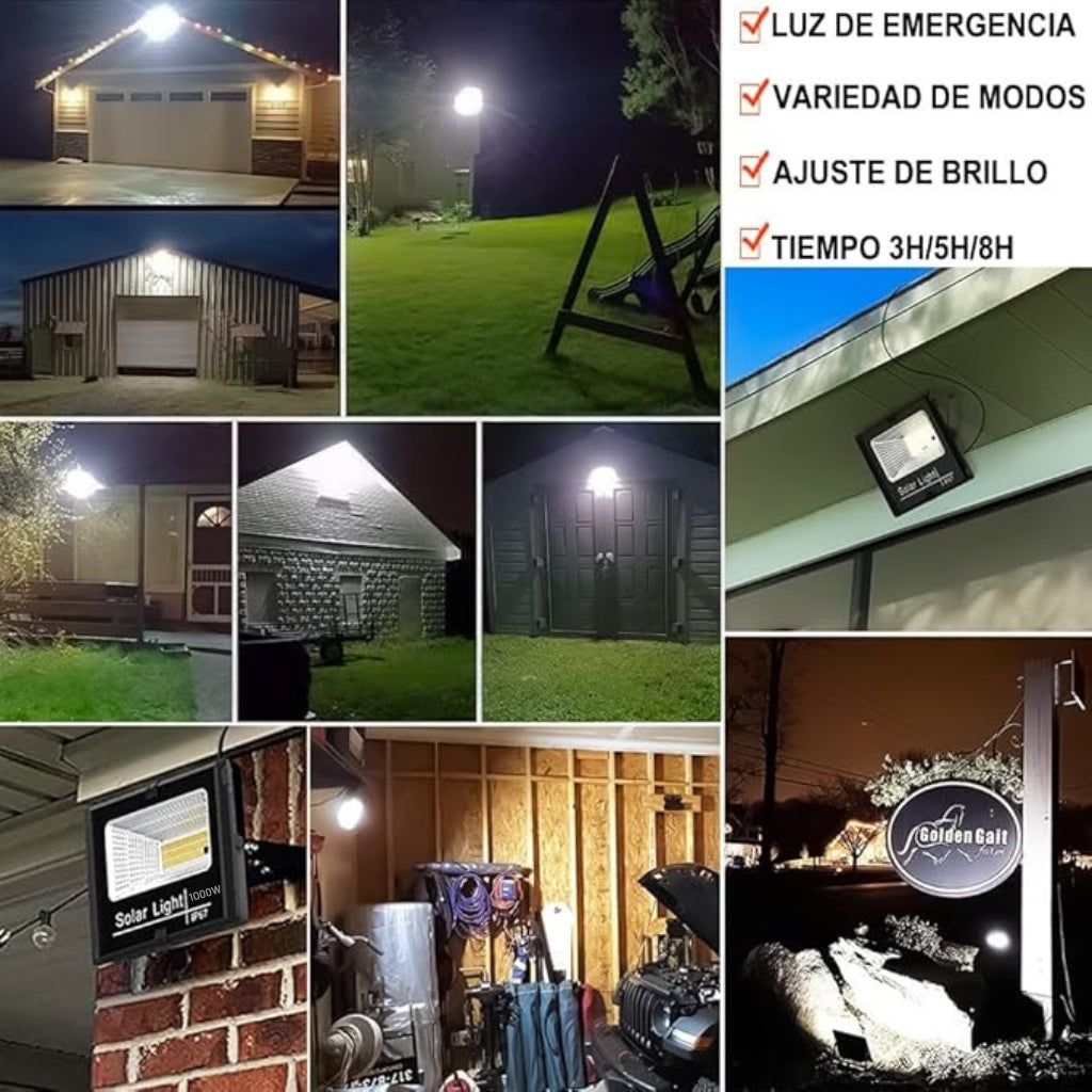 Reflector Solar 1000W + Panel y Control – Iluminación LED Potente y Ecológica para Exteriores
