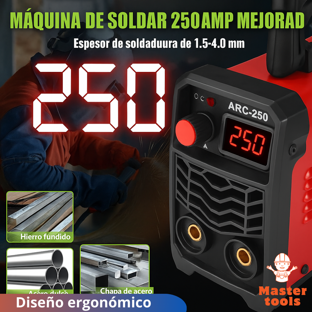 Soldador Lincoln 250A Inversor MMA/TIG – Compacto, 32 x 14 x 21 cm – 4.2 Kg