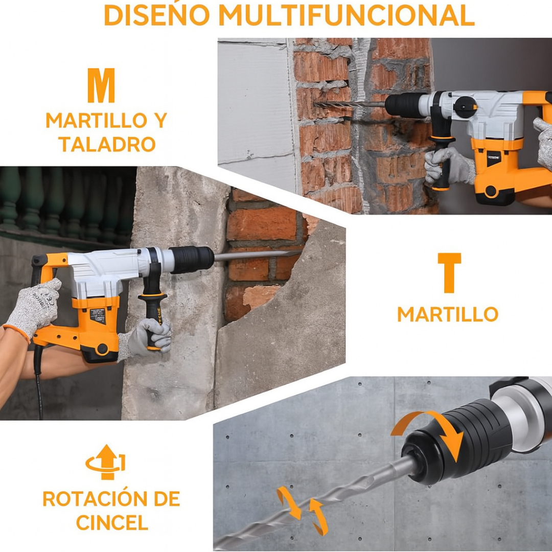 Rotomartillo Demoledor 1500 w Tecnologia SDS Plus