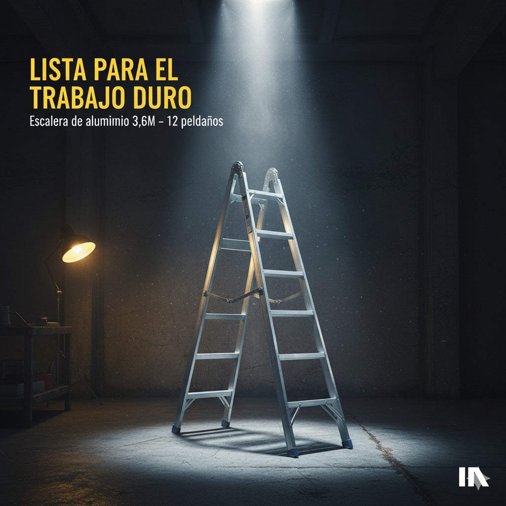 ⚡ ESCALERA DE ALUMINIO 12 PELDAÑOS – VERSATILIDAD Y SEGURIDAD - 3,6M de altura