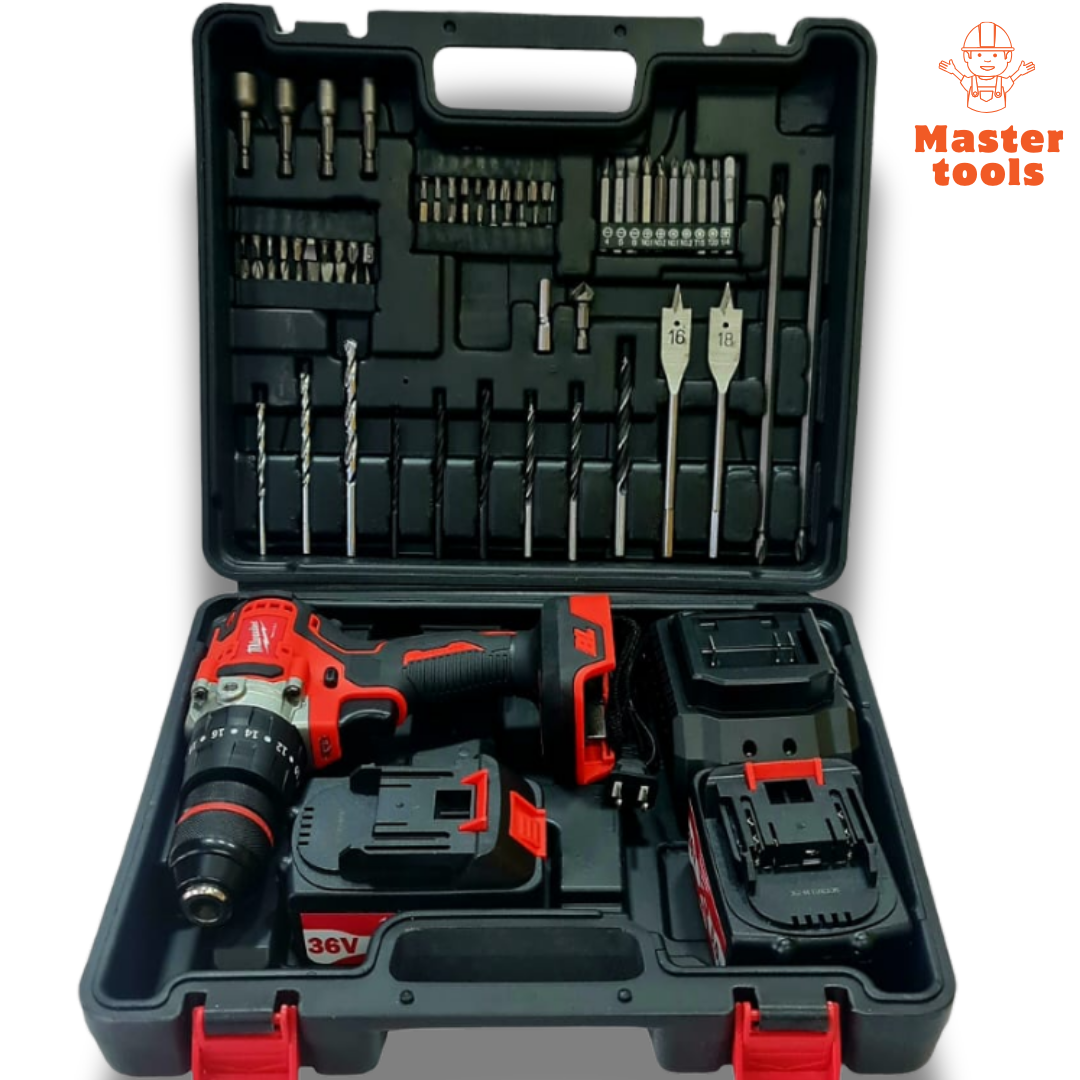 TALADRO INALÁMBRICO MILWAUKEE 36V Baterías de litio 36V 5.0Ah  INCLUYE  74 PIEZAS