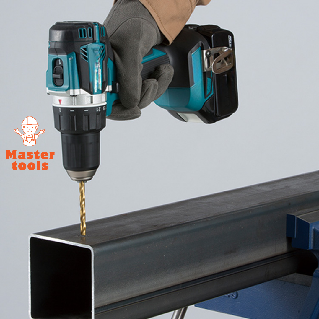 Taladro inalámbrico con accesorios y 2 baterías.