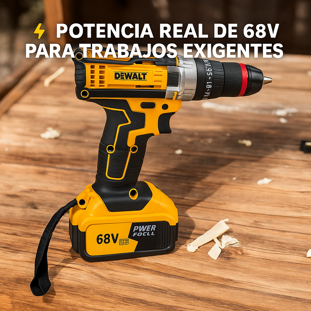 taladro Inalámbrico 68V DeWALT – Potencia, Precisión y Portabilidad en un Solo Equipo