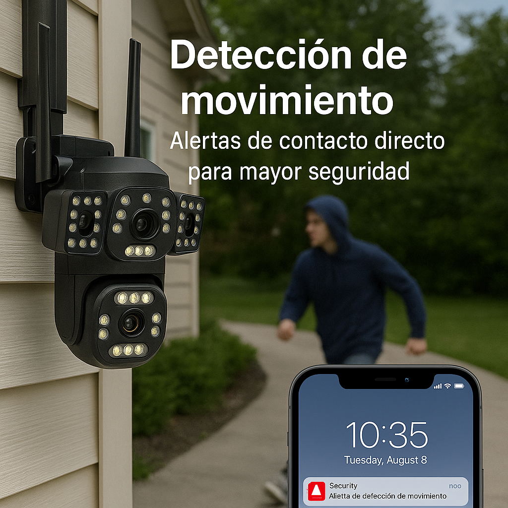 📦 Cámara IP Wifi PTZ 6K Triple Lente – Exterior/Inalámbrica