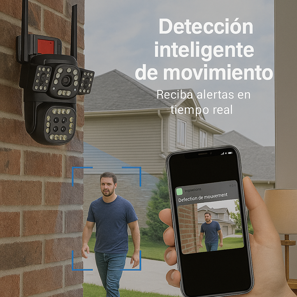 📦 Cámara IP Wifi PTZ 6K Triple Lente – Exterior/Inalámbrica