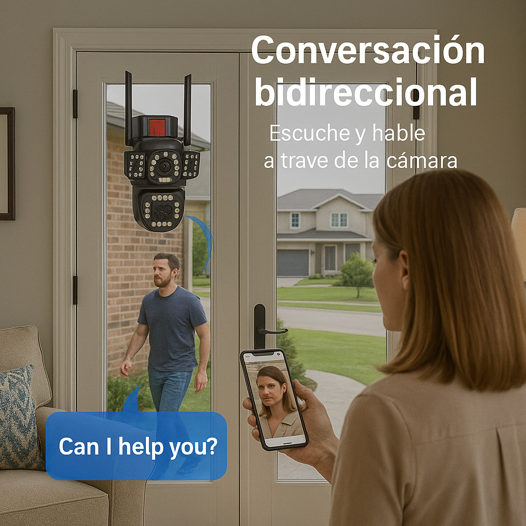 📦 Cámara IP Wifi PTZ 6K Triple Lente – Exterior/Inalámbrica