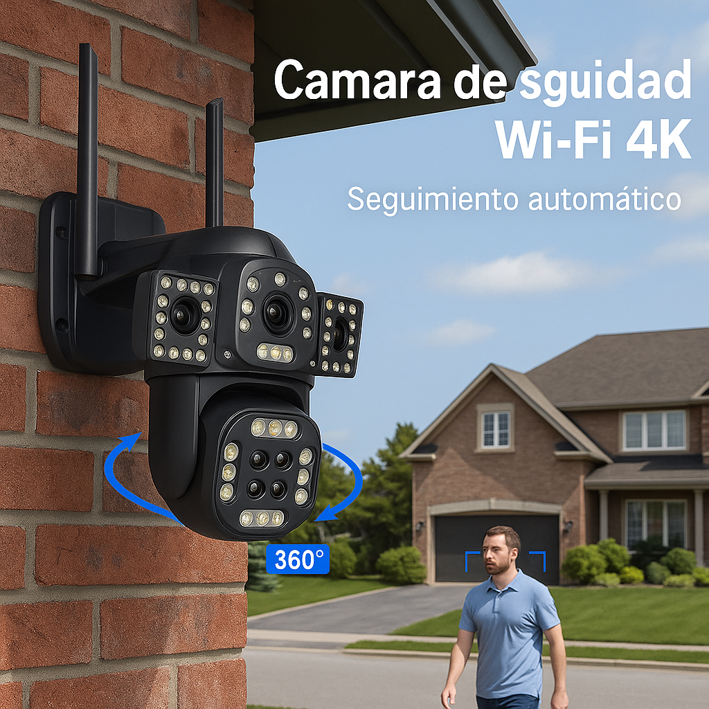📦 Cámara IP Wifi PTZ 6K Triple Lente – Exterior/Inalámbrica