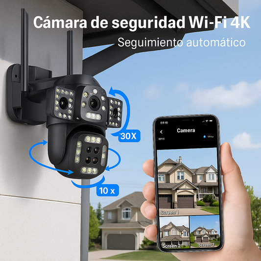📦 Cámara IP Wifi PTZ 6K Triple Lente – Exterior/Inalámbrica
