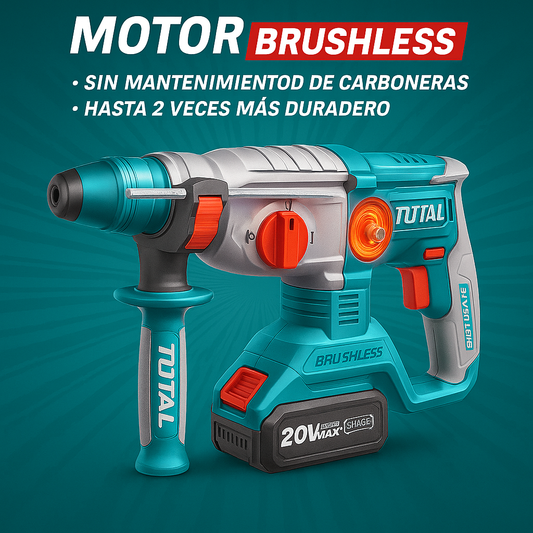 TALADRO ROTOMARTILLO INALAMBRICO TOTAL 20V BRUSHLESS SDS PLUS