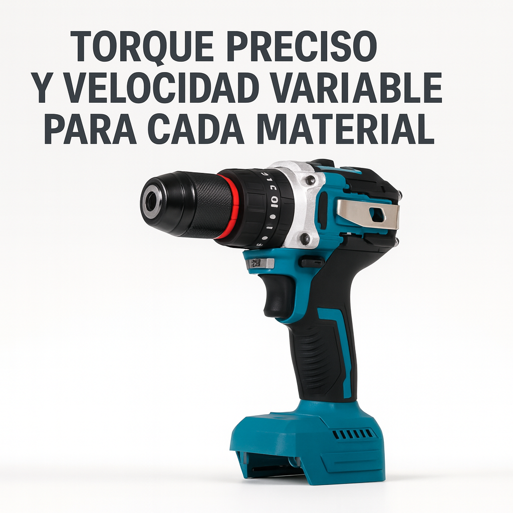 Taladro Inalámbrico 21V con Percutor (Brushless, 2 baterías, mandril 3/8")