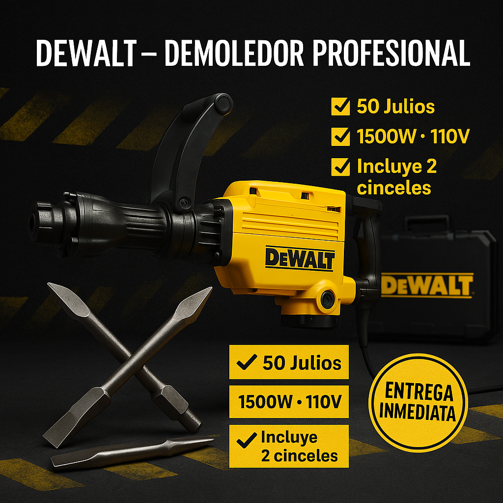 Demoledor Eléctrico DeWALT 50J (1500W, 1450 BPM, 110V)