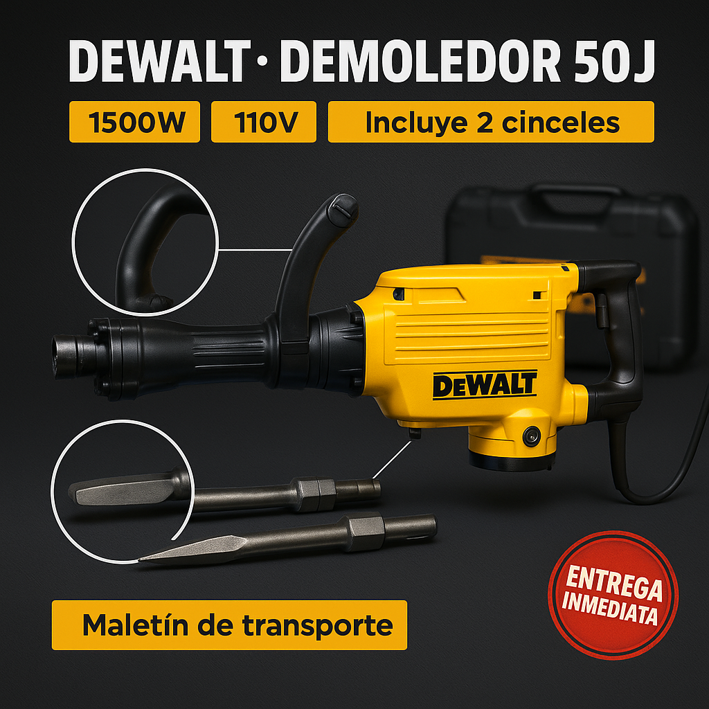 Demoledor Eléctrico DeWALT 50J (1500W, 1450 BPM, 110V)