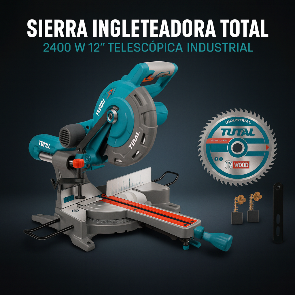 Sierra Ingleteadora Total 2400 W (12”) Telescópica Industrial
