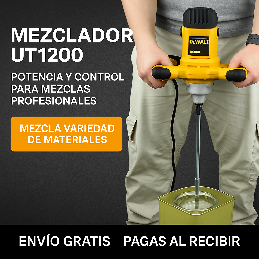 Mezclador DeWALT UT1200 – Potencia y Control para Mezclas Profesionales
