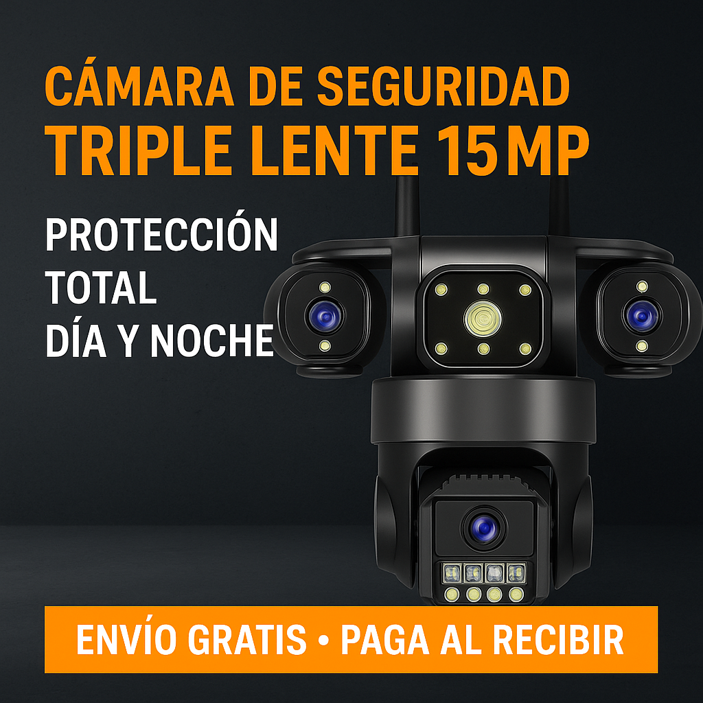 Seguridad Total - Cámara 3 Lentes WIFI  Giratorios 360°