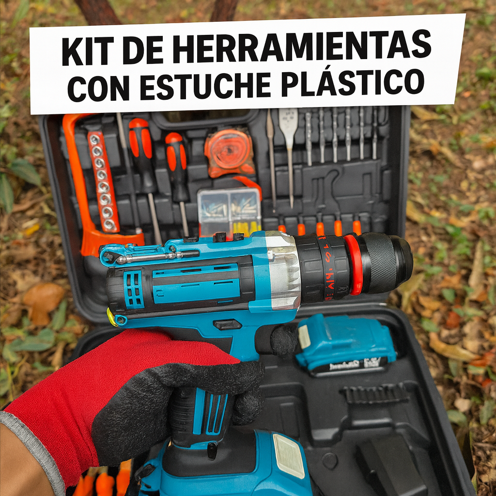 Taladro Inalámbrico 24V 13 mm + Kit de Herramientas
