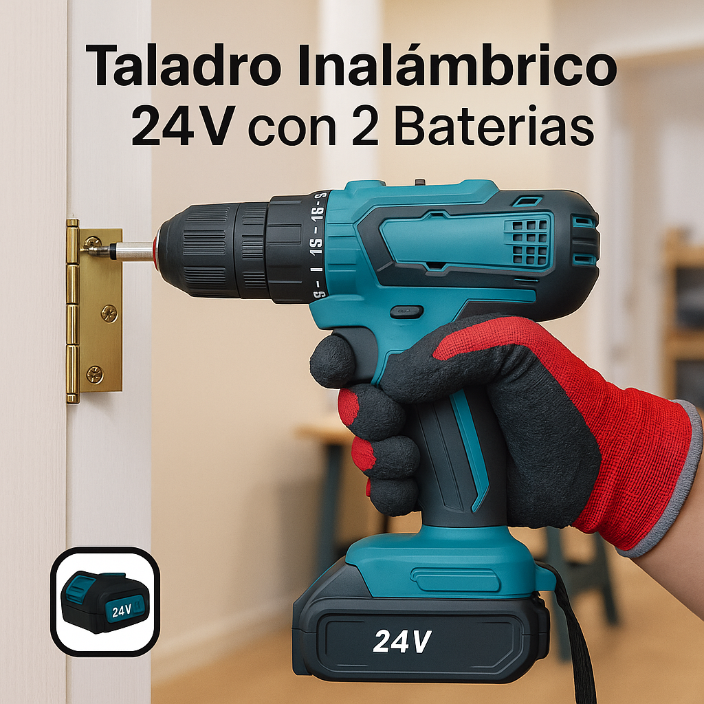 Taladro Inalámbrico 24V 13 mm + Kit de Herramientas