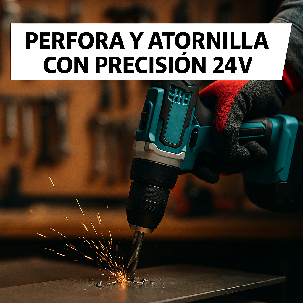 Taladro Inalámbrico 24V 13 mm + Kit de Herramientas