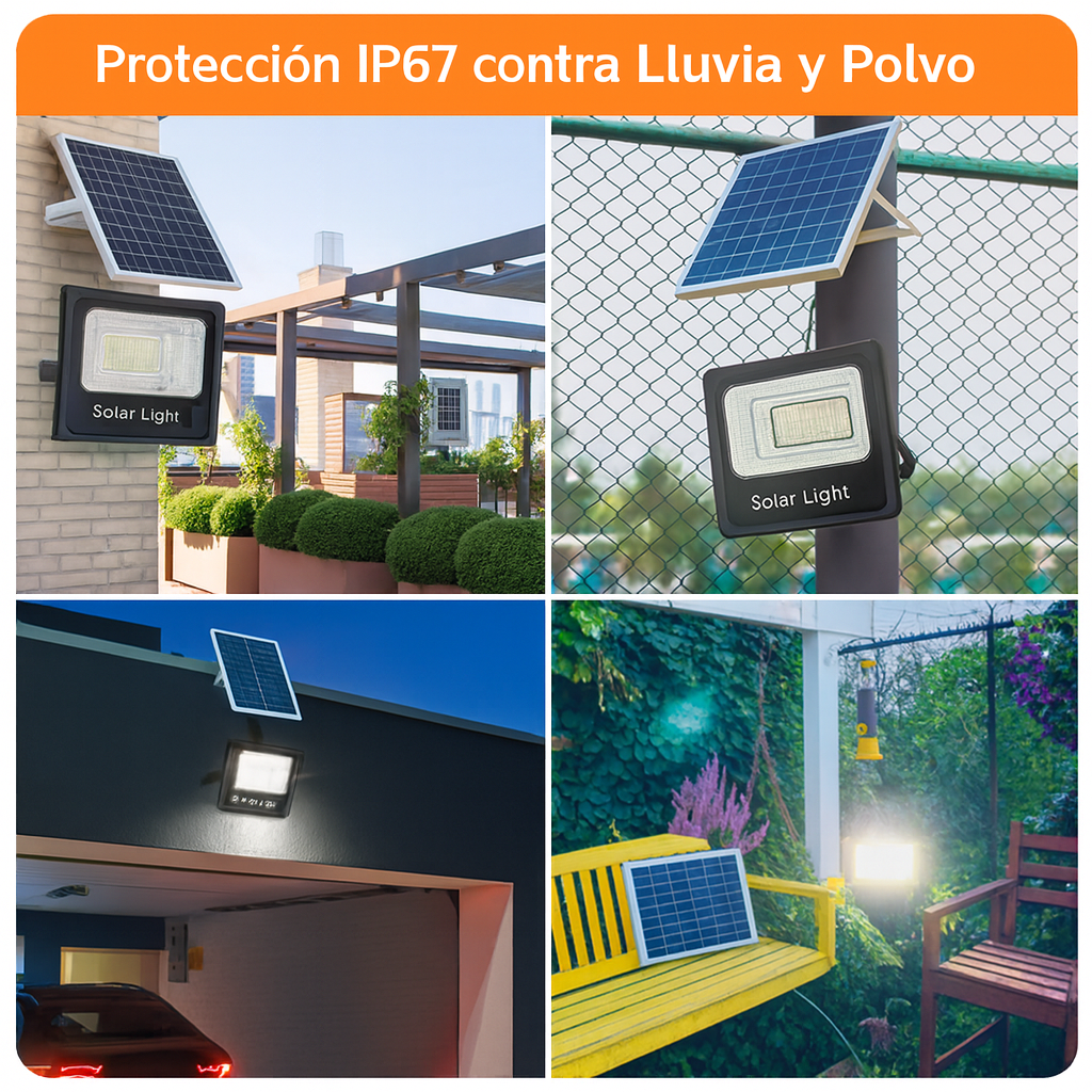 Reflector Solar 400W + Panel y Control – Iluminación LED Potente y Ecológica para Exteriores