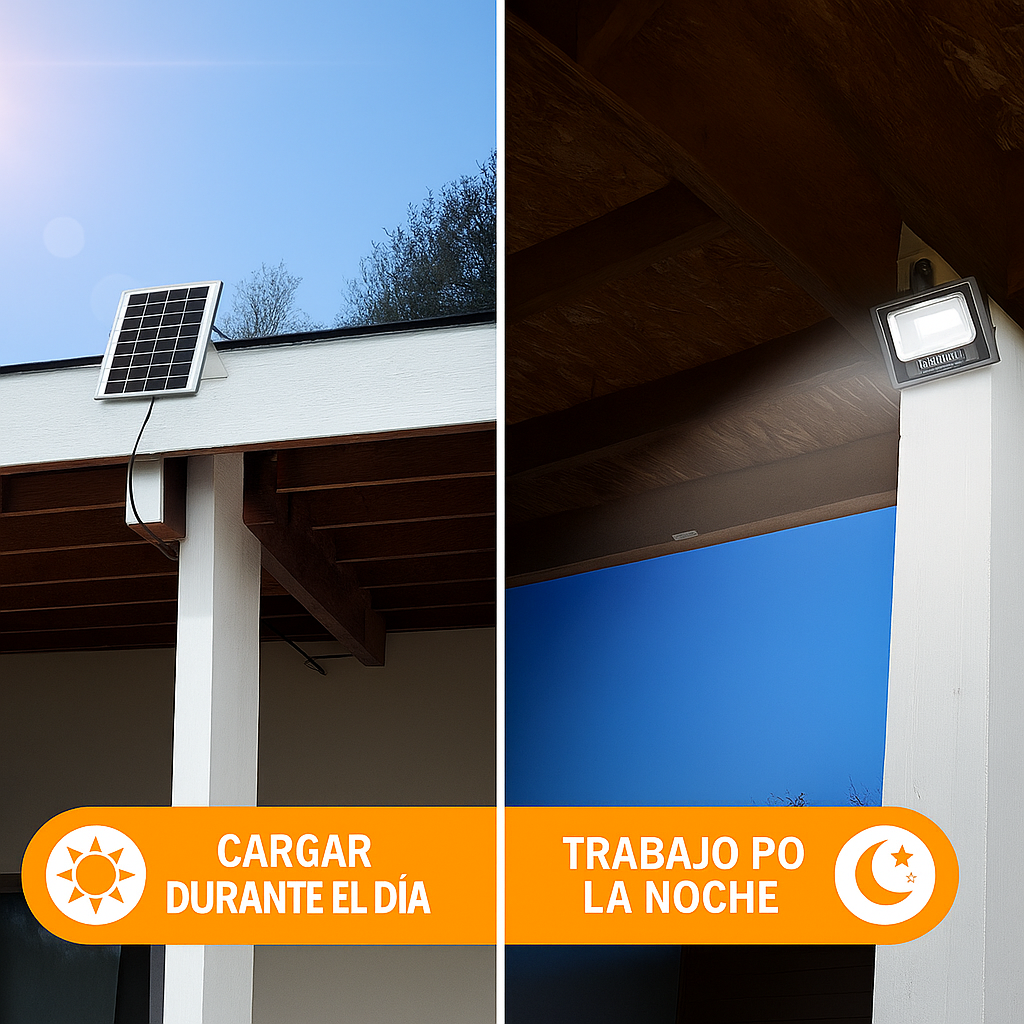 Reflector Solar 400W + Panel y Control – Iluminación LED Potente y Ecológica para Exteriores