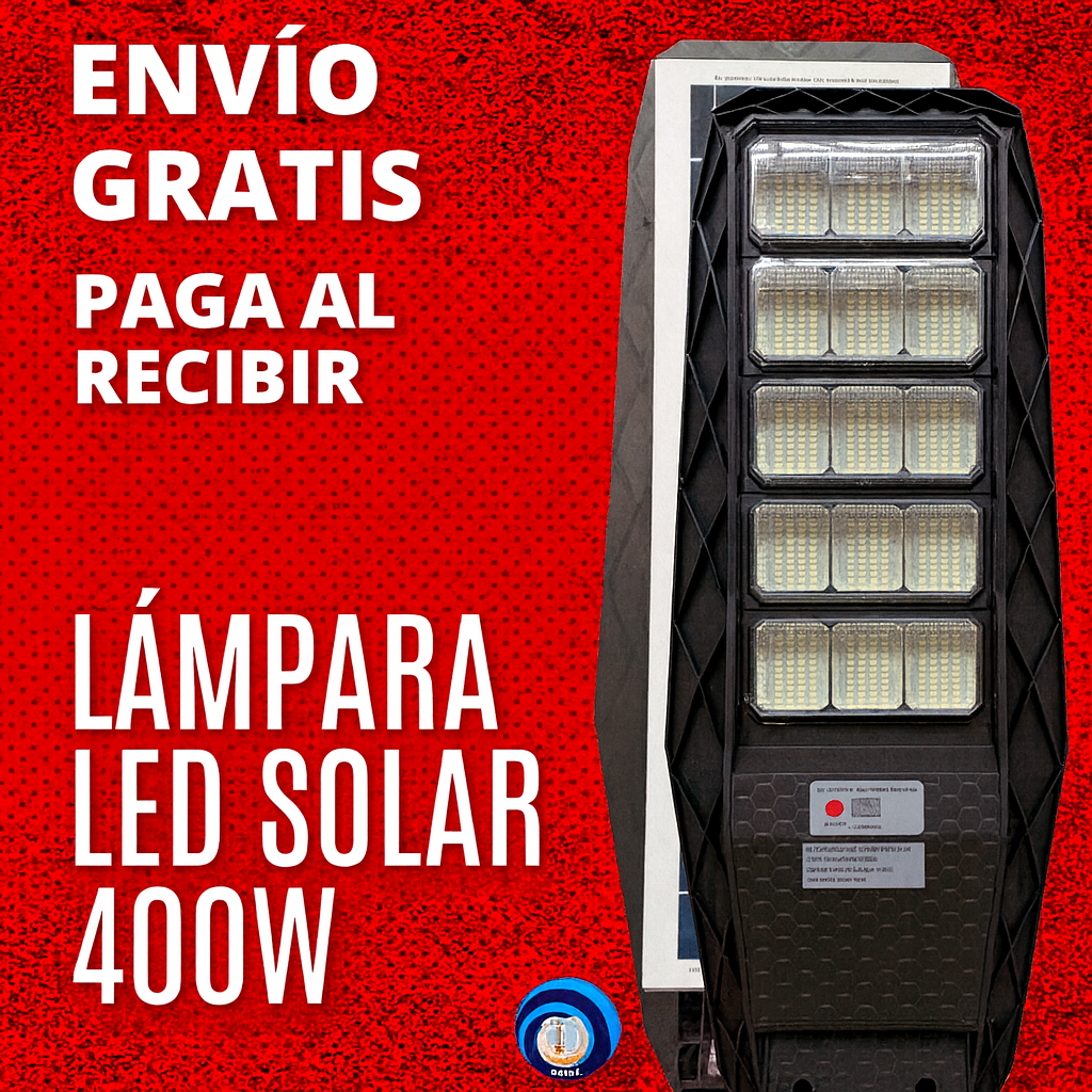Lámpara Solar LED 400W – Potencia y Ahorro para Espacios Amplios