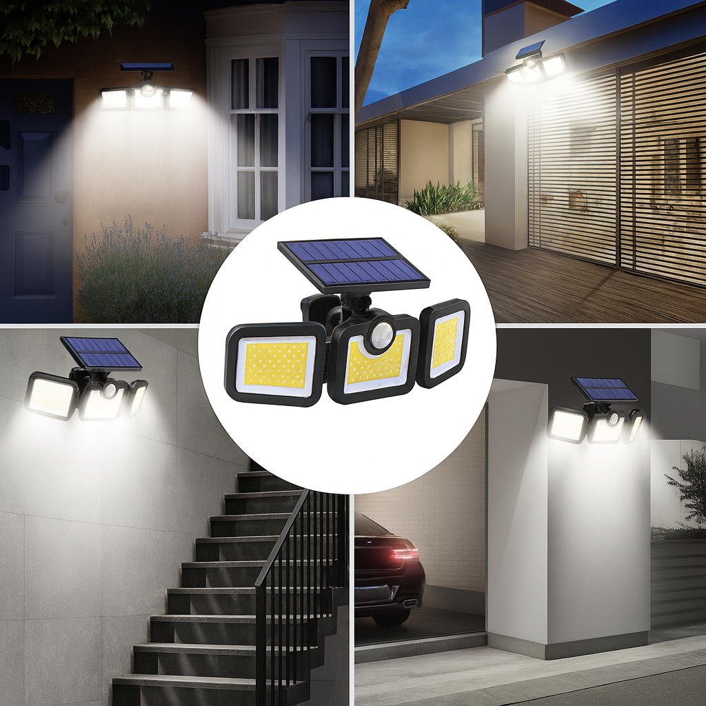 Lámpara Solar 122 LEDs (X2) – Foco con Sensor y Panel Separado 5 m