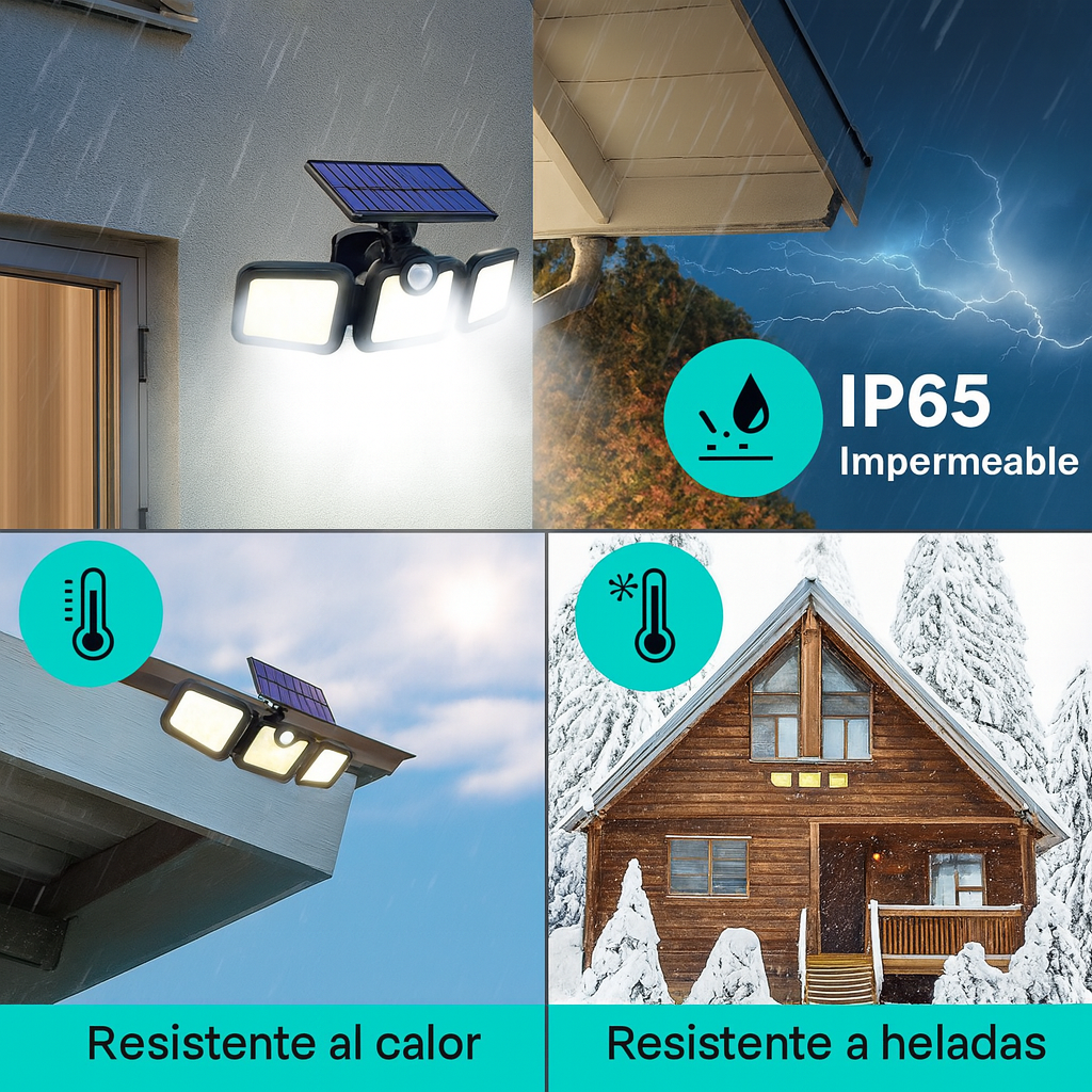 Lámpara Solar 122 LEDs (X2) – Foco con Sensor y Panel Separado 5 m