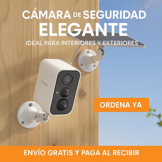 Moderna Cámara Solar Hasta 30 metros + 120° de ángulo en Alta Resolución,  Compatible con Alexa,