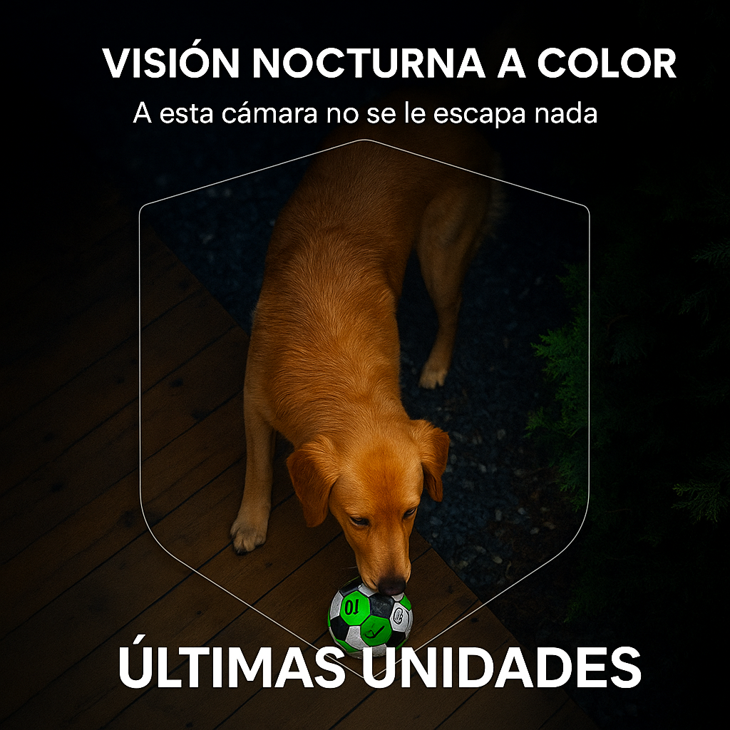 Moderna Cámara Solar Hasta 30 metros + 120° de ángulo en Alta Resolución,  Compatible con Alexa,