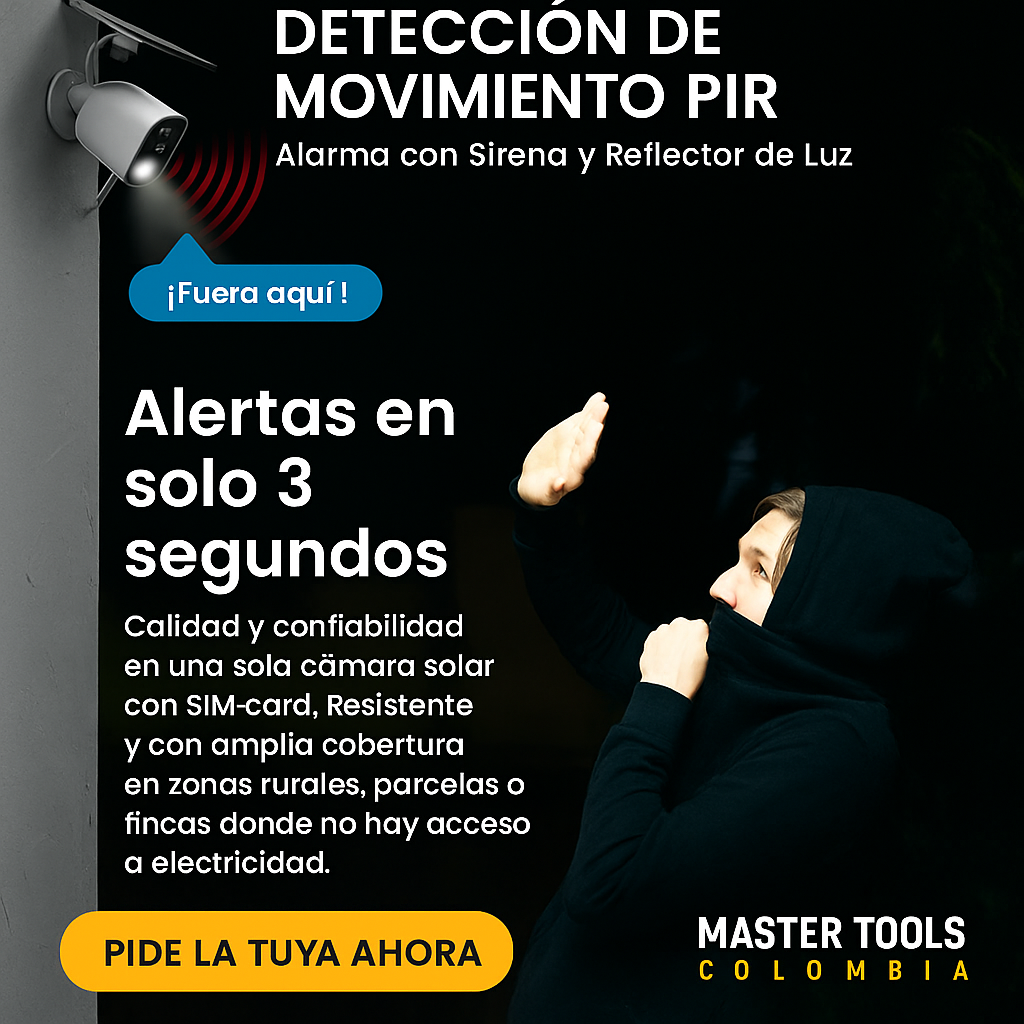 Moderna Cámara Solar Hasta 30 metros + 120° de ángulo en Alta Resolución,  Compatible con Alexa,