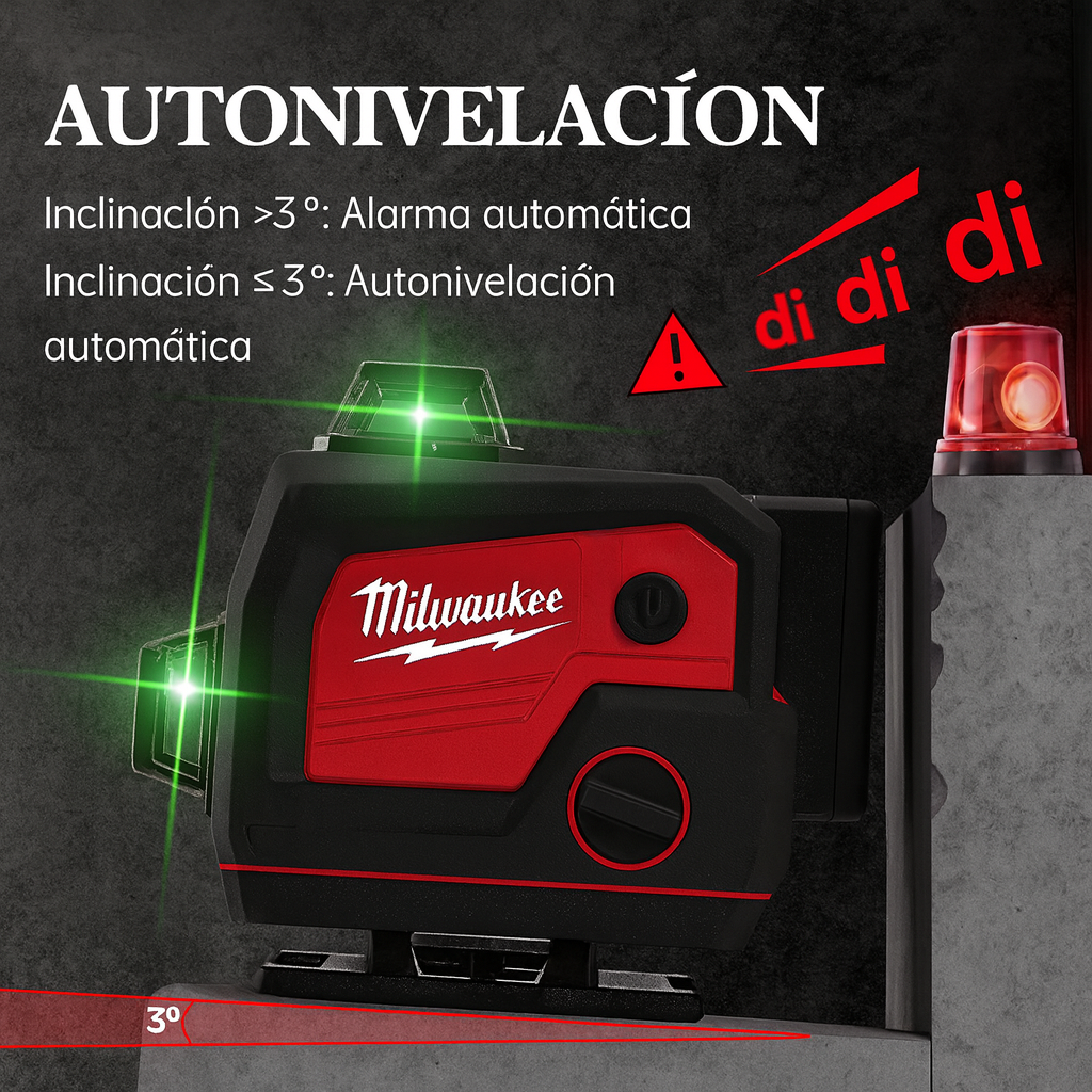 Nivel Láser Milwaukee 4D – 16 Líneas Verdes | Precisión Extrema + Tecnología Bluetooth