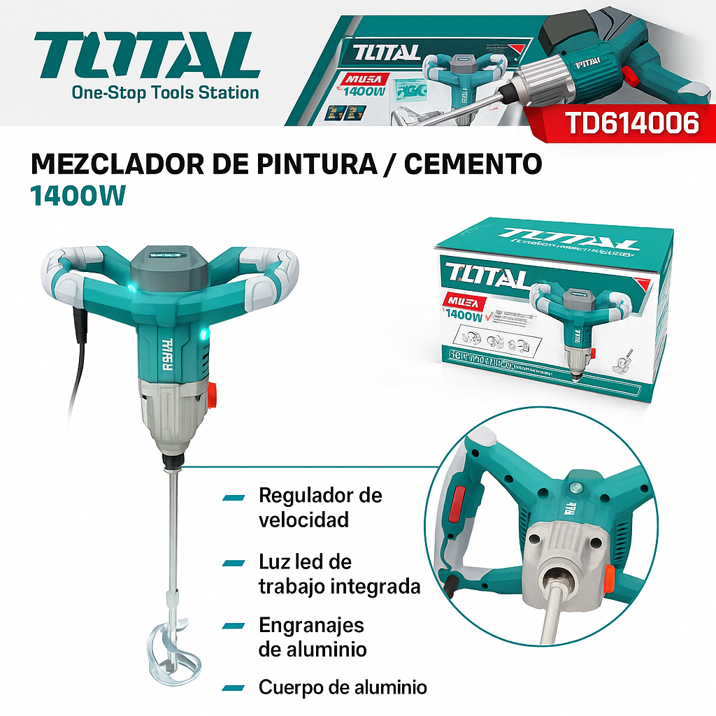 Mezclador de Pintura Eléctrico TOTAL 1400W