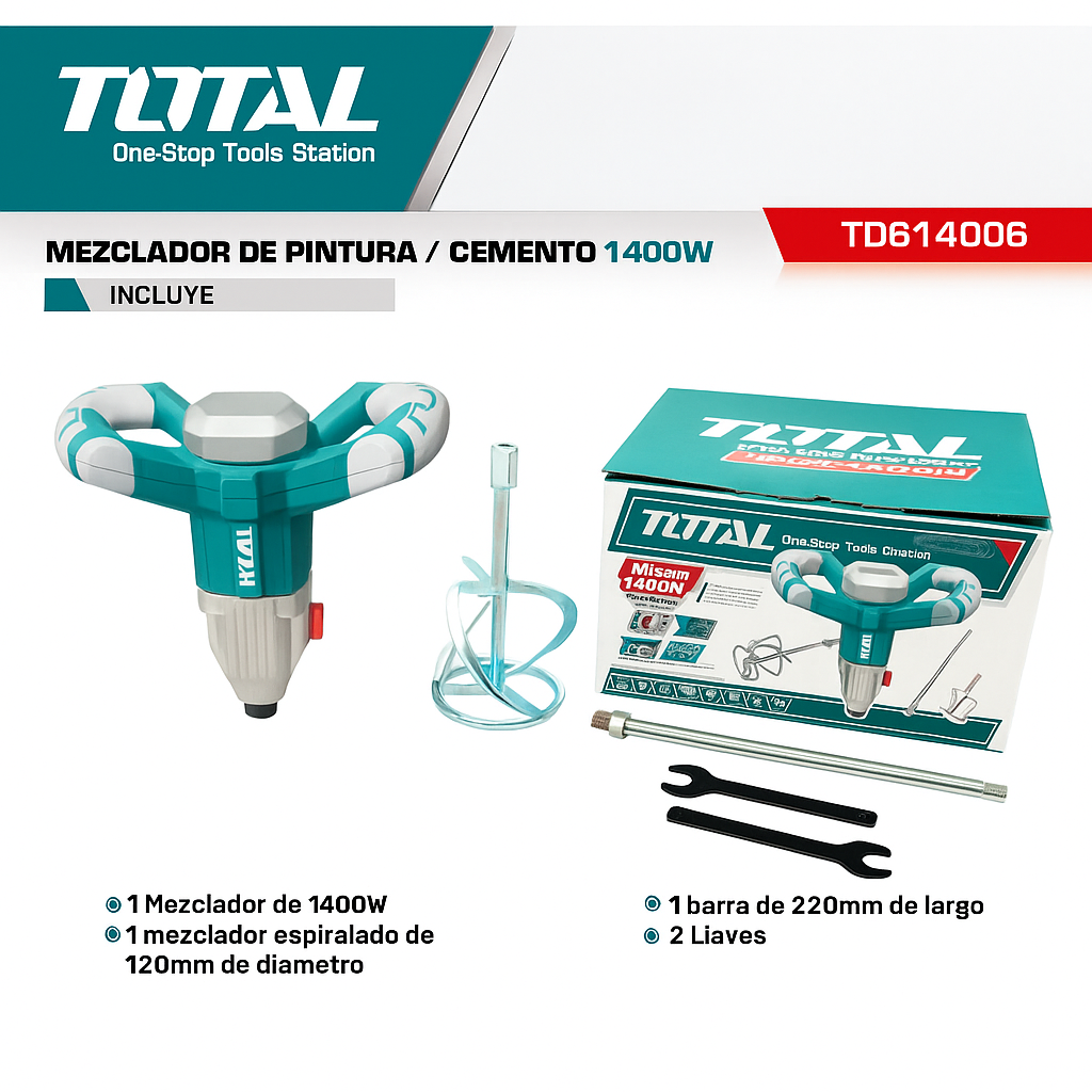 Mezclador de Pintura Eléctrico TOTAL 1400W