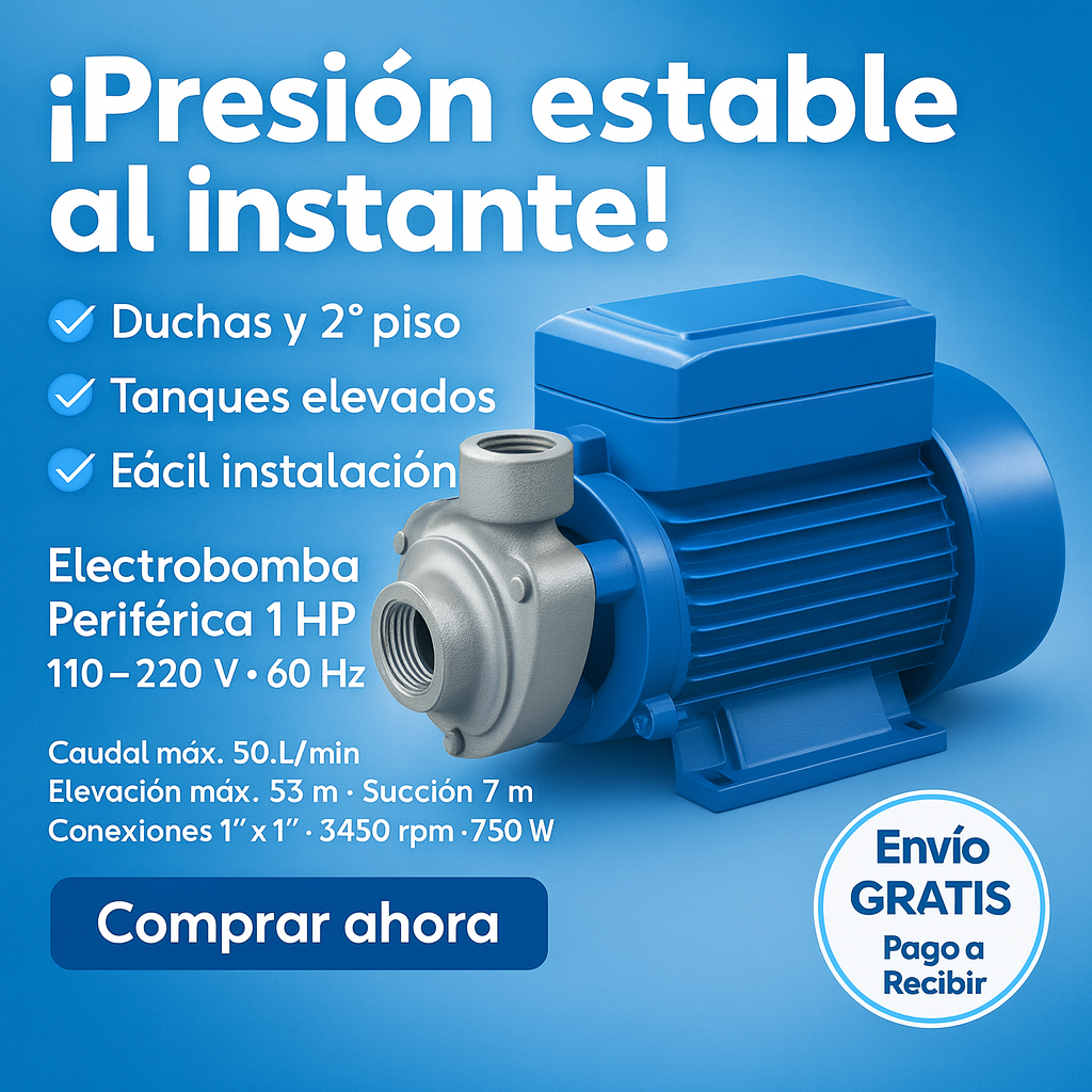 Electrobomba 1 HP – Periférica para Tanques, Pozos y Jardines
