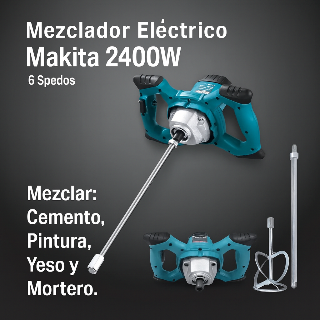 Mezclador Eléctrico Makita 2400W - 6 Velocidades Para Mezclas Perfectas y Rápidas.