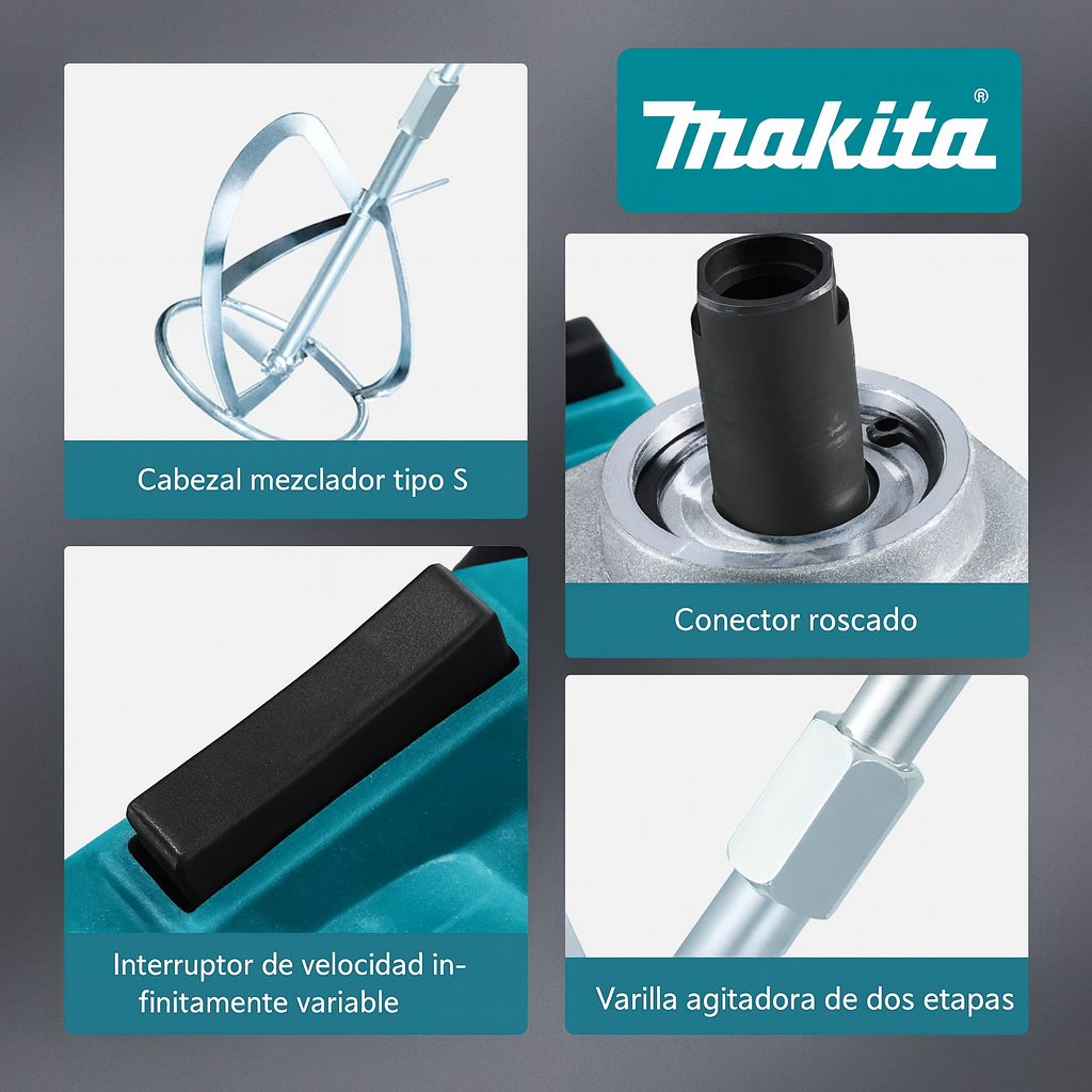 Mezclador Eléctrico Makita 2400W - 6 Velocidades Para Mezclas Perfectas y Rápidas.