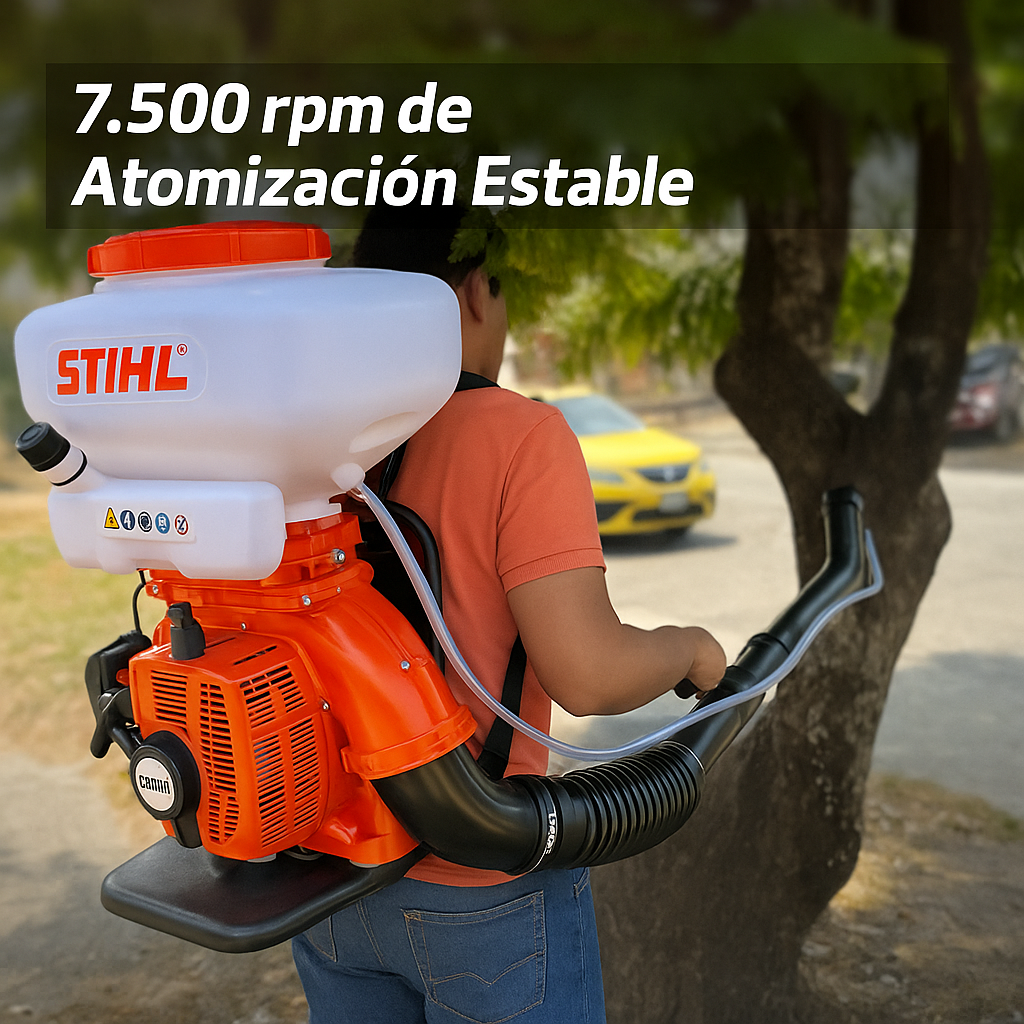 Fumigadora 3-en-1: nebuliza líquidos, pulveriza polvos y esparce granulados