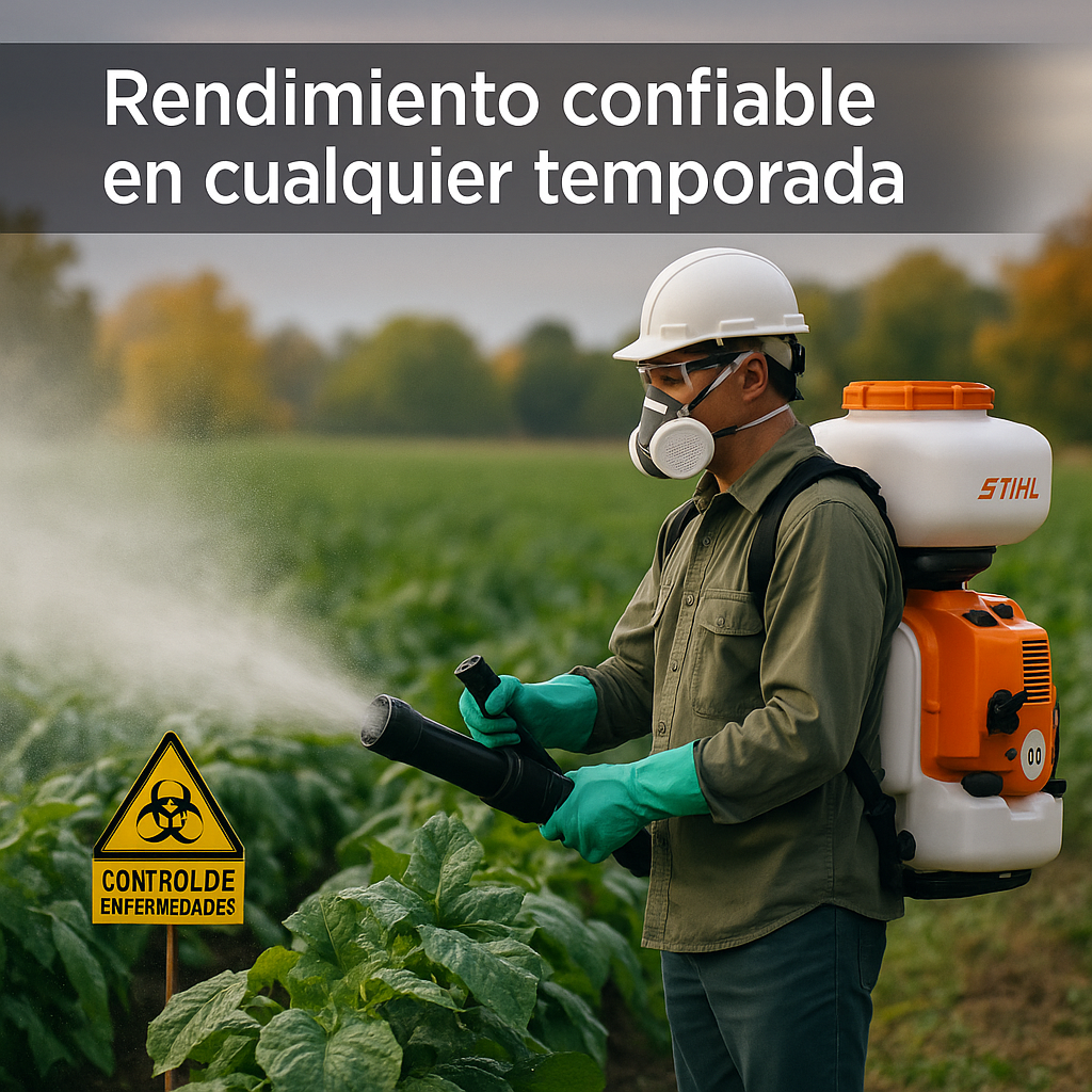 Fumigadora 3-en-1: nebuliza líquidos, pulveriza polvos y esparce granulados