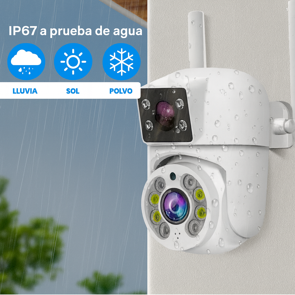 Cámara de Vigilancia Doble Lente WiFi PTZ – Seguridad Total en Todo Momento