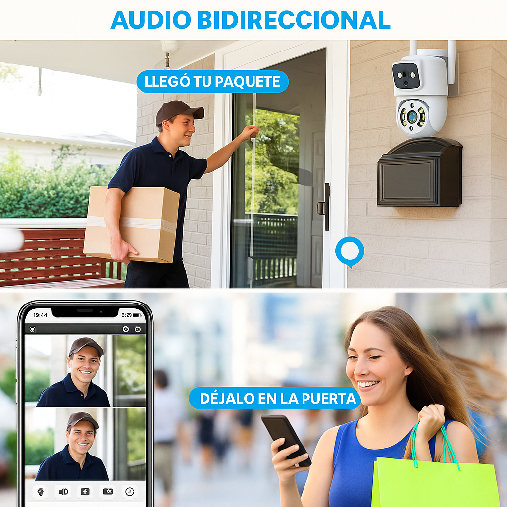 Cámara de Vigilancia Doble Lente WiFi PTZ – Seguridad Total en Todo Momento