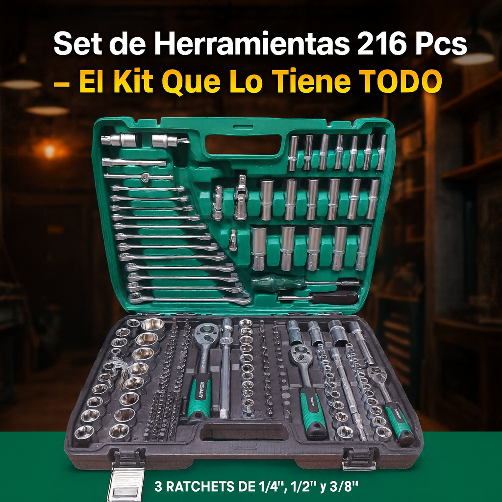 Set  de Herramientas de 216 Piezas CR-V   – ¡Precisión y Resistencia para Todo Tipo Trabajo