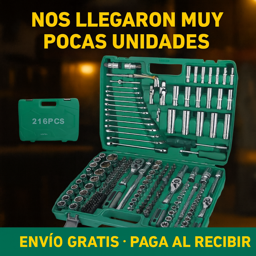 Set  de Herramientas de 216 Piezas CR-V   – ¡Precisión y Resistencia para Todo Tipo Trabajo
