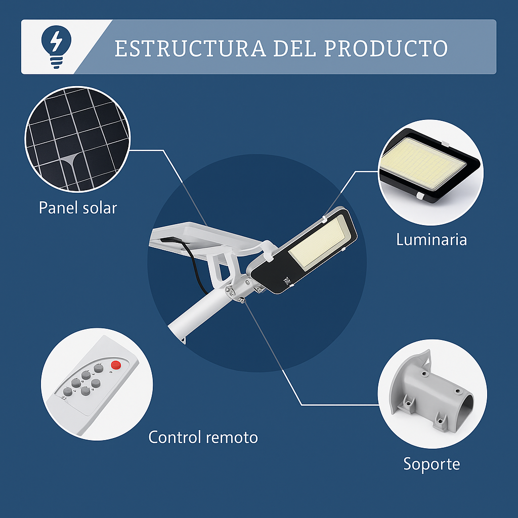 Lámpara LED Solar de Alumbrado Público ATIKUS 500 W (IP65