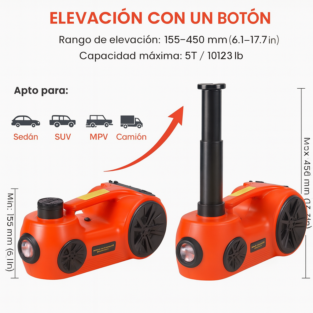 Gato hidráulico eléctrico 3T con compresor 12V