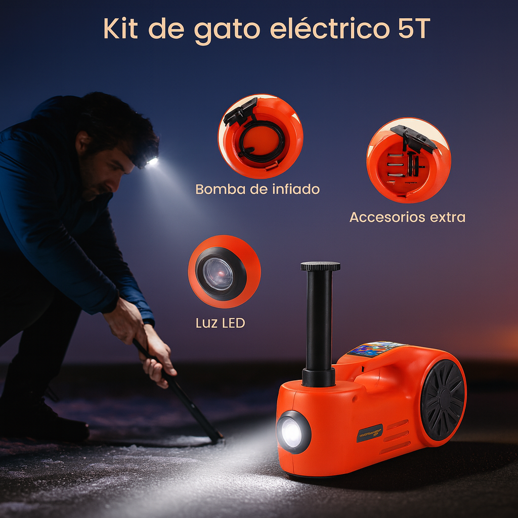 Gato hidráulico eléctrico 3T con compresor 12V
