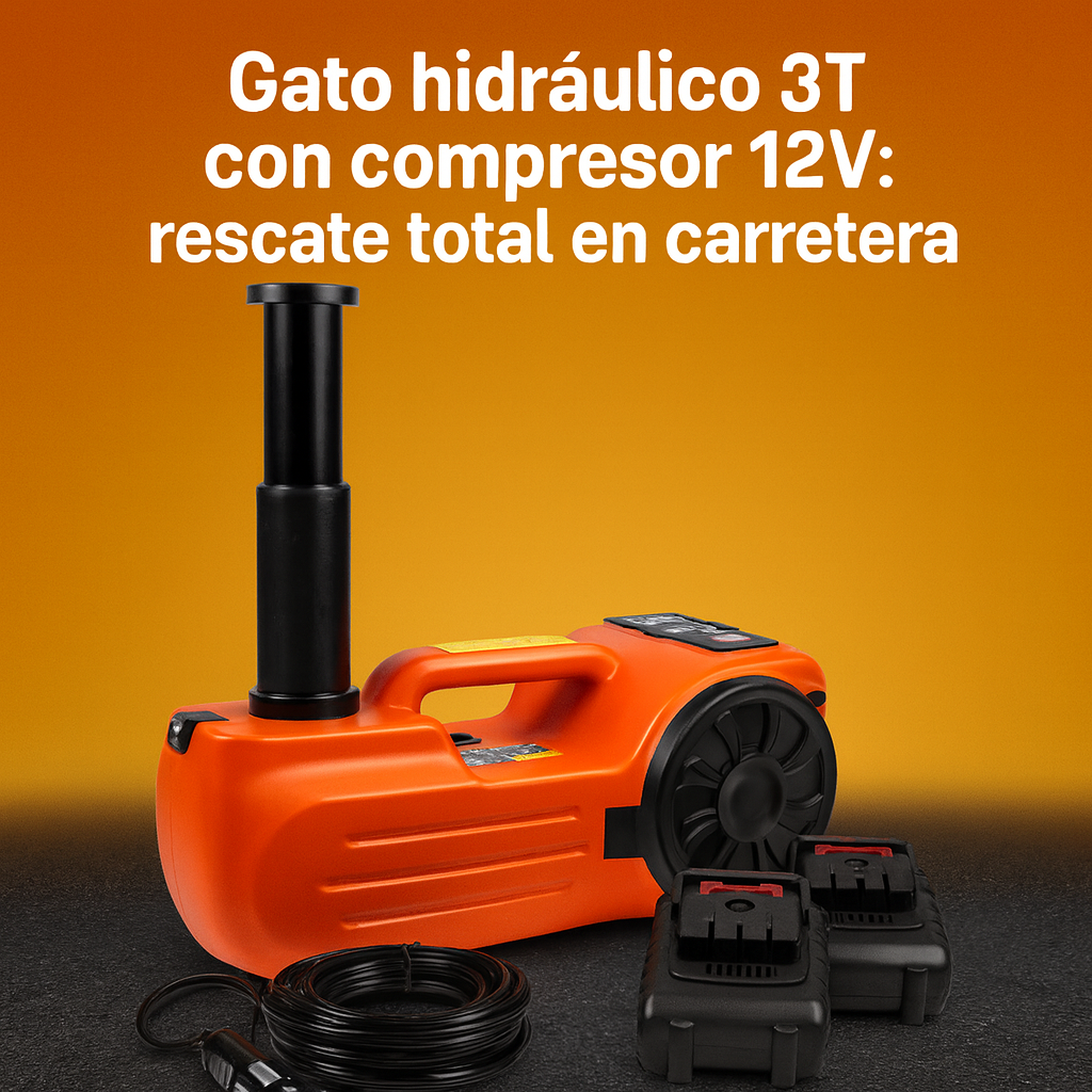 Gato hidráulico eléctrico 3T con compresor 12V